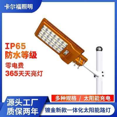 土豪金新款一体化太阳能户外庭院灯人体感应超亮LED太阳能路灯